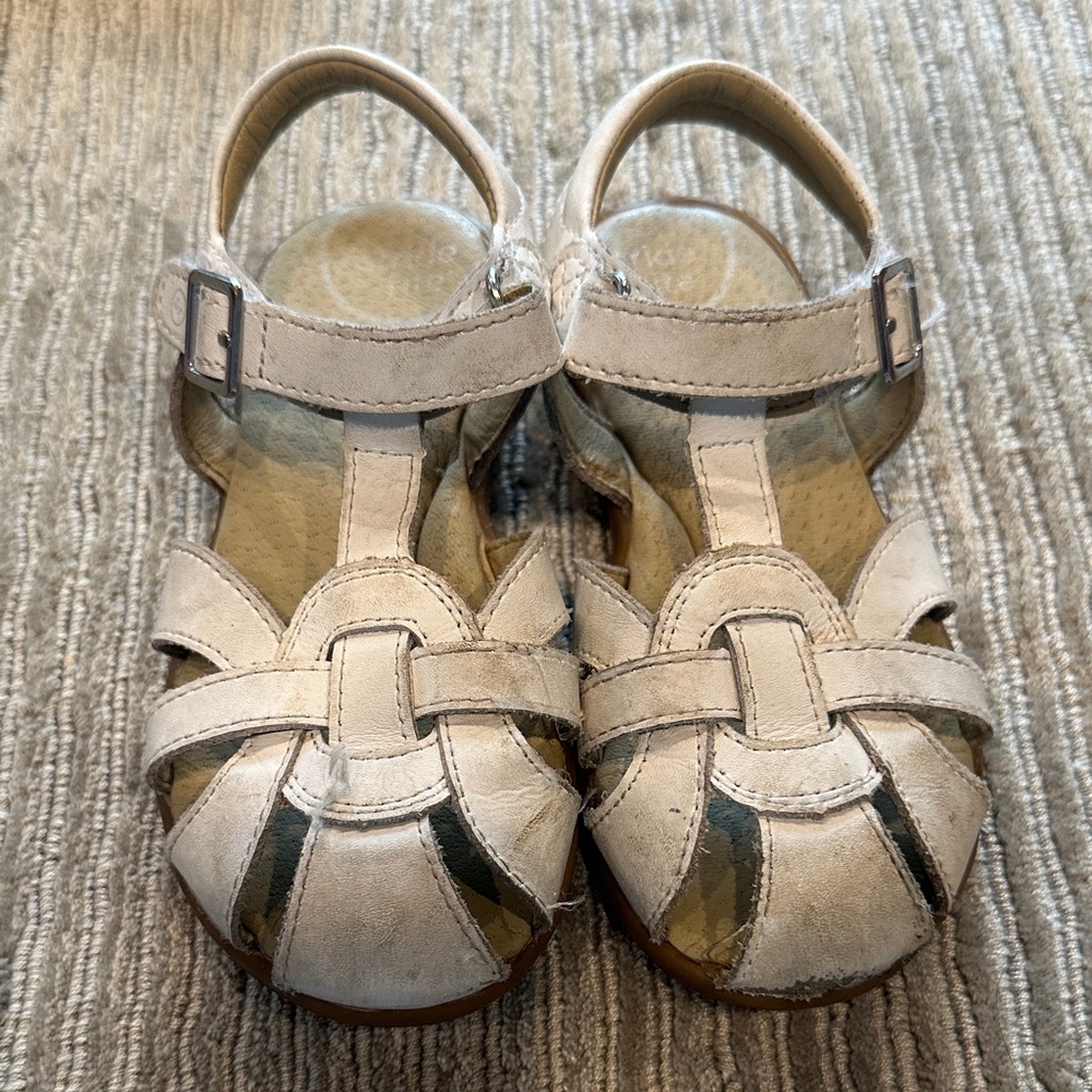 Stride Rite Beige/Tan Leather Fisherman Sandals for Kids